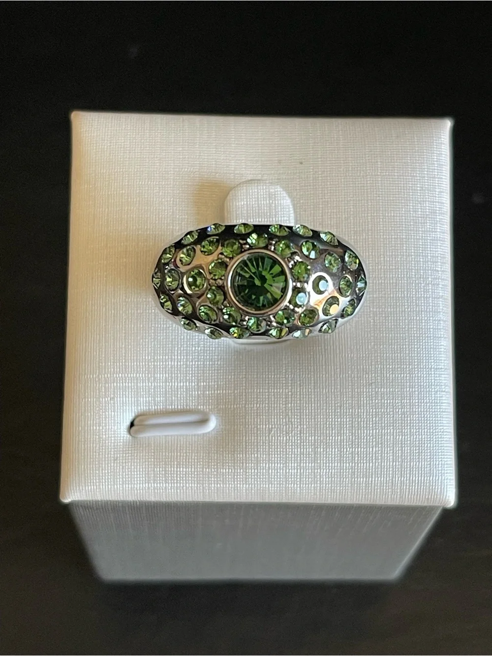 Green Crystal Cocktail dome Ring